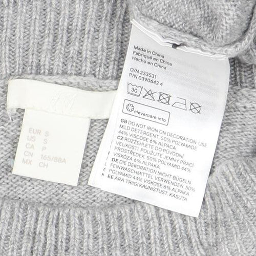 H&M Women’s Grey Sequin Dog Jumper Small Funny Christmas Sweater