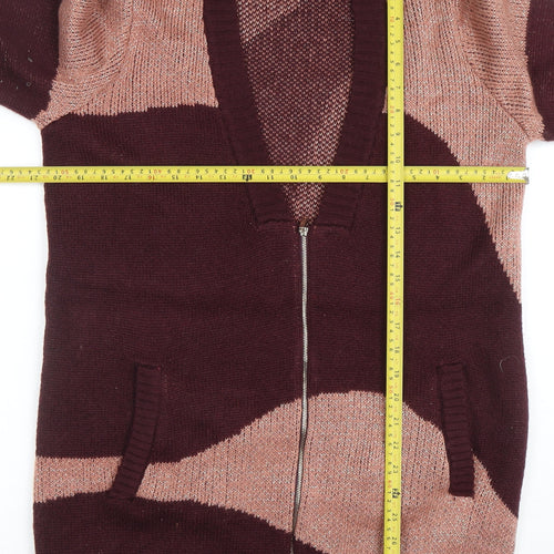 Vila Women’s Multicoloured L Knit Zip Cardigan Longline V-Neck