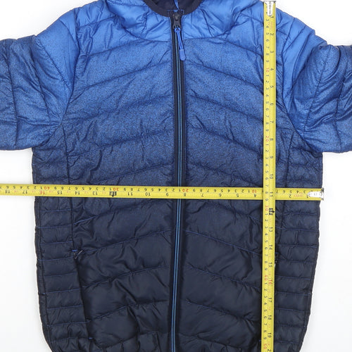 Marks and Spencer Boys Blue Ombré Hooded Puffer Jacket Size 10 Years