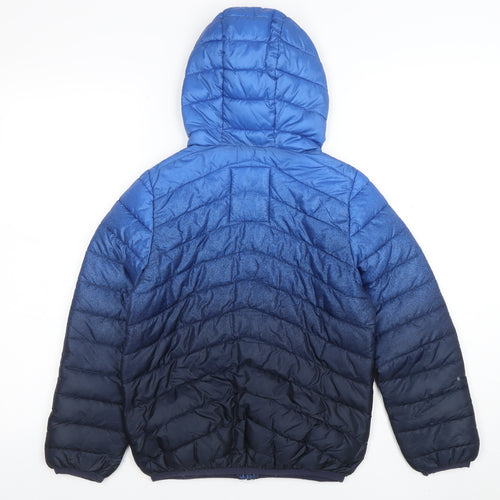 Marks and Spencer Boys Blue Ombré Hooded Puffer Jacket Size 10 Years