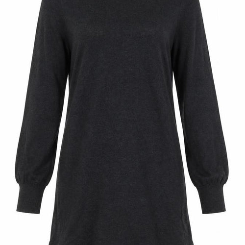 Oasis Women Black Knit Shift Dress Size S Long Sleeve Ruffle Hem