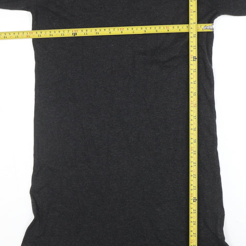 Oasis Women Black Knit Shift Dress Size S Long Sleeve Ruffle Hem