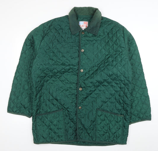 Clinton Men's Green Quilted Nylon Jacket XL Vintage Casual
