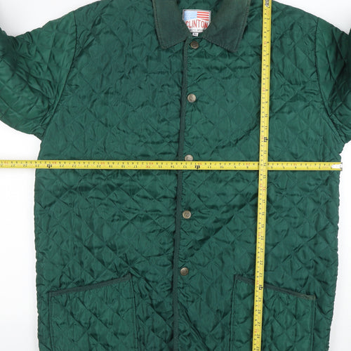 Clinton Men's Green Quilted Nylon Jacket XL Vintage Casual