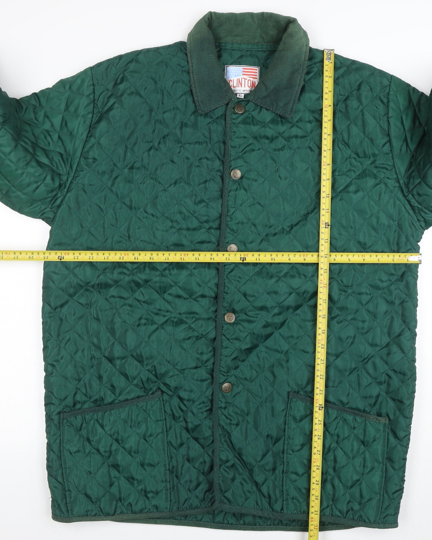 Clinton Men's Green Quilted Nylon Jacket XL Vintage Casual