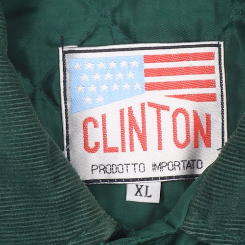 Clinton Men's Green Quilted Nylon Jacket XL Vintage Casual