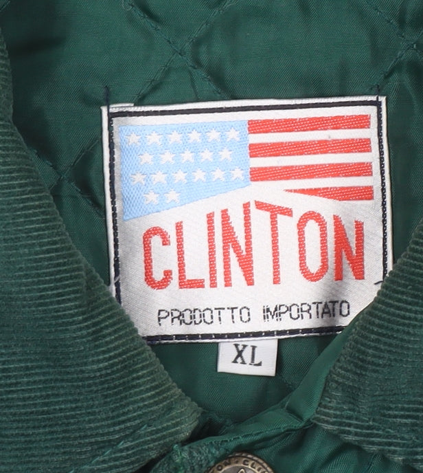 Clinton Men's Green Quilted Nylon Jacket XL Vintage Casual