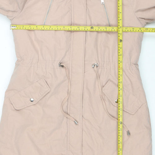 New Look Women’s Beige Faux Fur Hooded Parka Coat UK 12