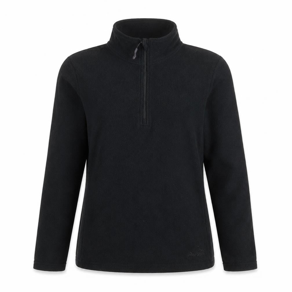 Front view of Peter Storm women’s black fleece pullover sweatshirt, size UK 12