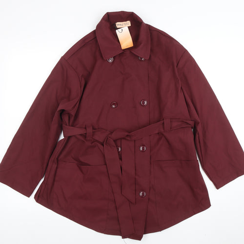 Forever 21 Women's Red Belted Trench Coat XS Classic Style