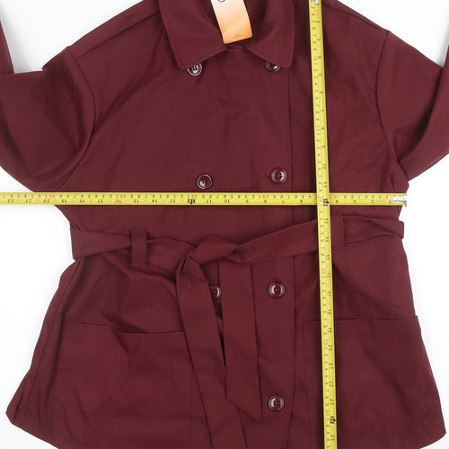 Forever 21 Women's Red Belted Trench Coat XS Classic Style