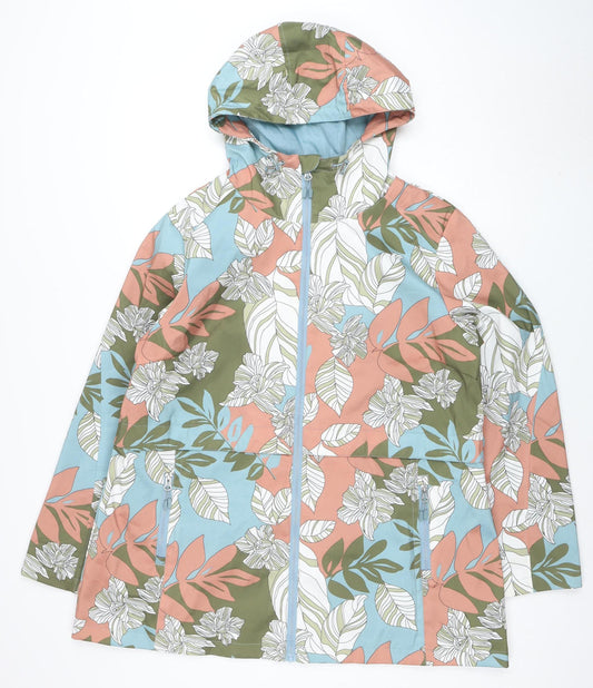 Anna Rose Womens Multicoloured Floral Hooded Waterproof Jacket Size 18