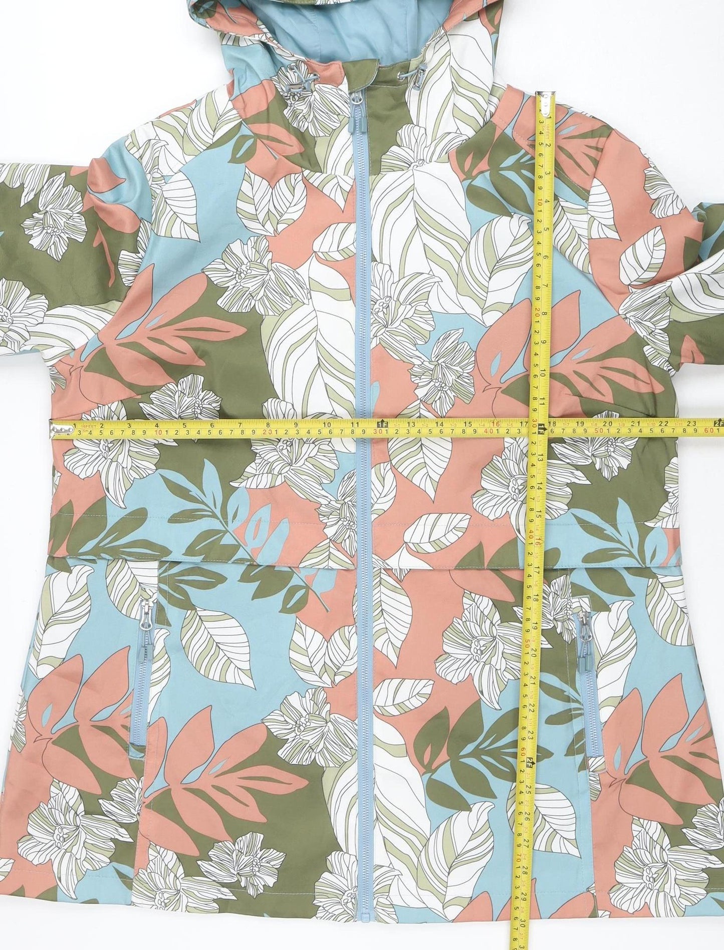 Anna Rose Womens Multicoloured Floral Hooded Waterproof Jacket Size 18