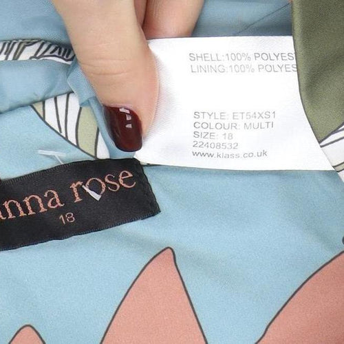 Anna Rose Womens Multicoloured Floral Hooded Waterproof Jacket Size 18