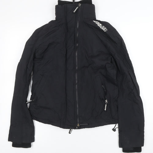 Superdry Womens Black Large Puffer Jacket Windproof Water Resistant
