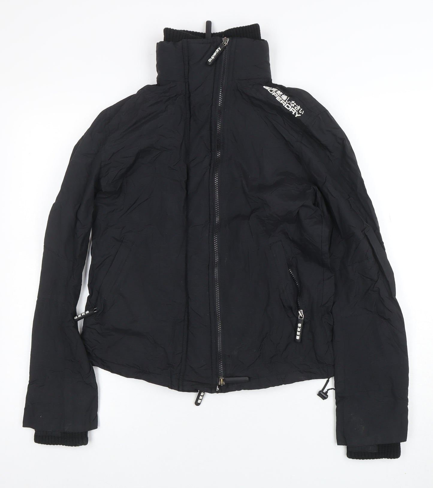 Superdry Womens Black Large Puffer Jacket Windproof Water Resistant
