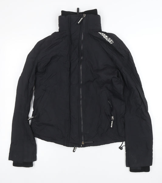 Superdry Womens Black Large Puffer Jacket Windproof Water Resistant