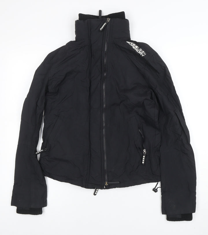 Superdry Womens Black Large Puffer Jacket Windproof Water Resistant
