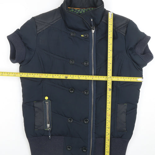 DCB Women's Blue Short Sleeve Padded Bomber Jacket Size 12
