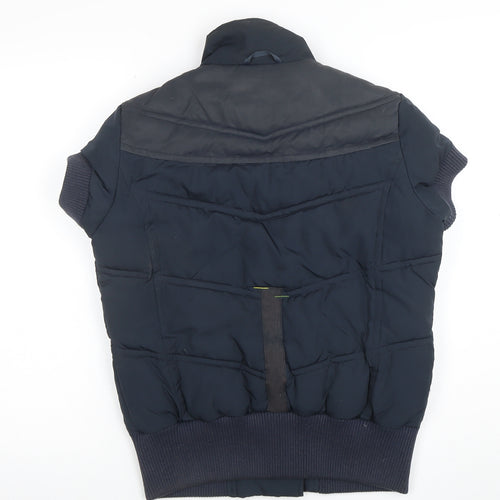 DCB Women's Blue Short Sleeve Padded Bomber Jacket Size 12