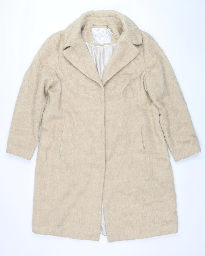 RJR John Rocha Women’s Beige Wool Blend Long Overcoat Size 16
