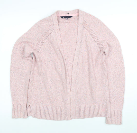 Crew Clothing Women Pink Knit Cardigan Size 8 Cotton Linen Silk Blend