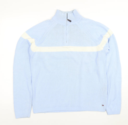Tommy Hilfiger Men's Blue 1/2 Zip High Neck Jumper M