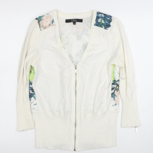 Star by Julien Macdonald Women's Ivory Floral Zip Cardigan Size 12