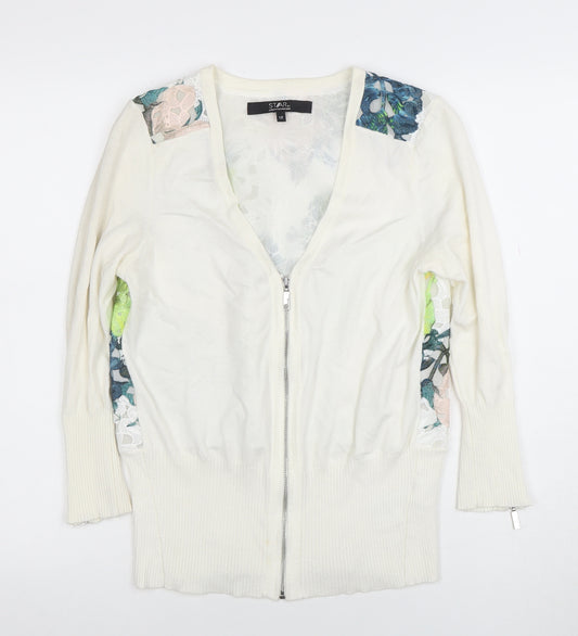Star by Julien Macdonald Women's Ivory Floral Zip Cardigan Size 12