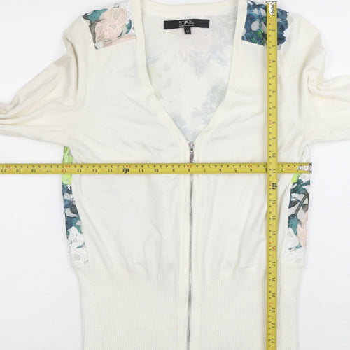 Star by Julien Macdonald Women's Ivory Floral Zip Cardigan Size 12