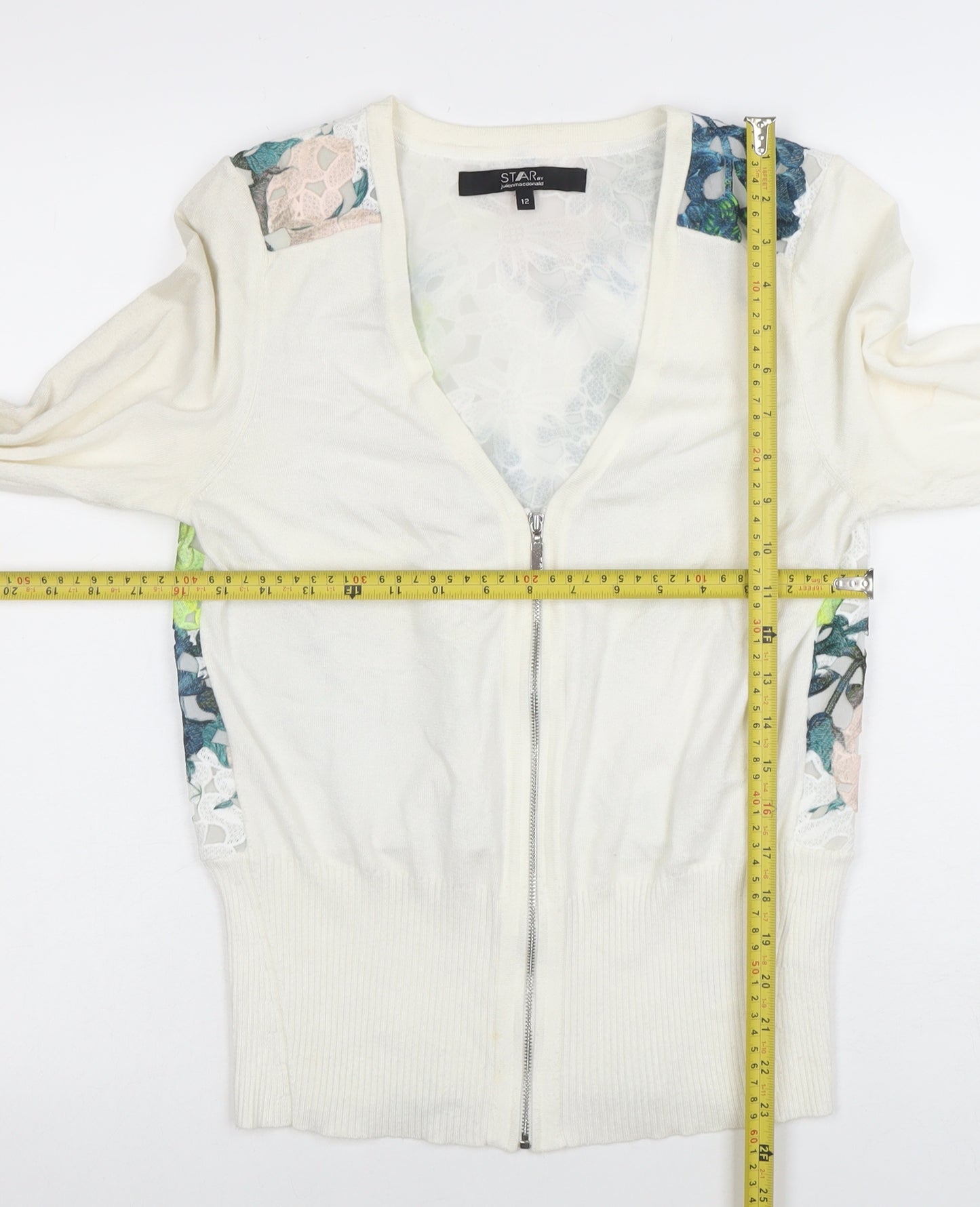 Star by Julien Macdonald Women's Ivory Floral Zip Cardigan Size 12