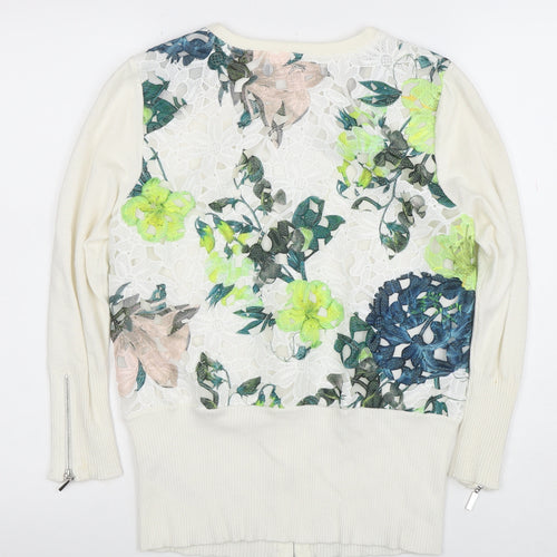 Star by Julien Macdonald Women's Ivory Floral Zip Cardigan Size 12