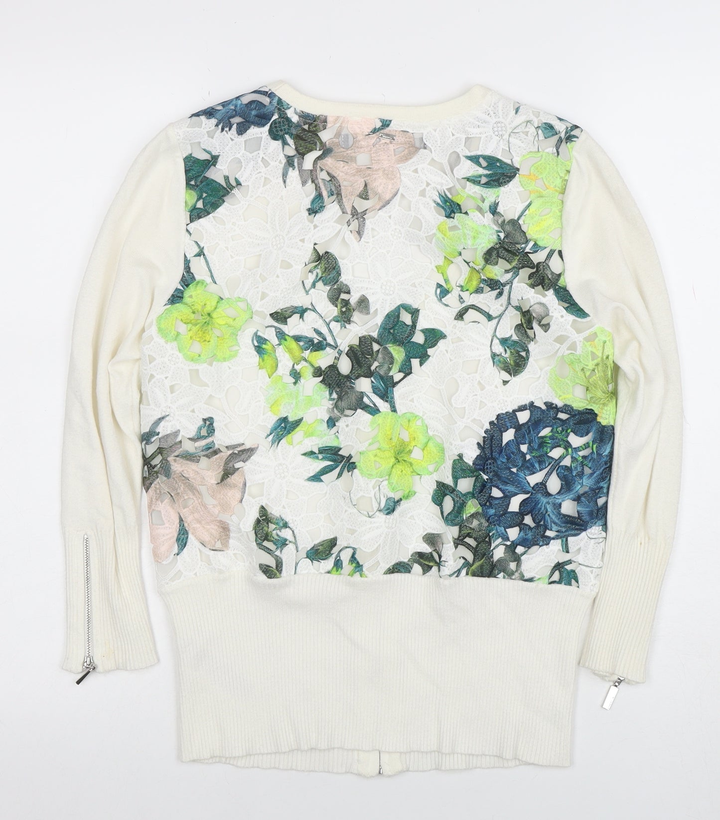 Star by Julien Macdonald Women's Ivory Floral Zip Cardigan Size 12