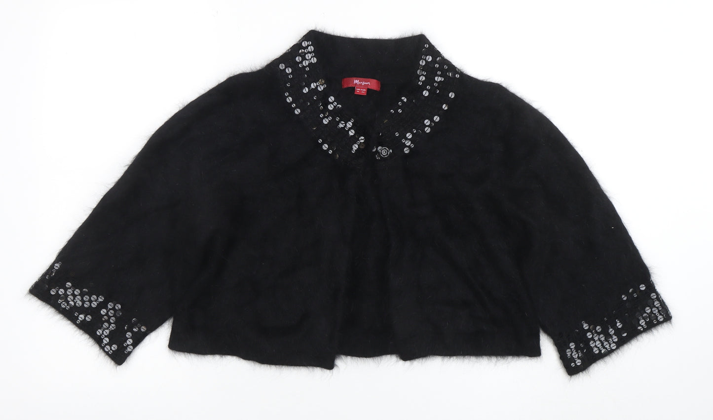 Morgan Women’s Black Sequin Angora 3/4 Sleeve Cardigan UK 16