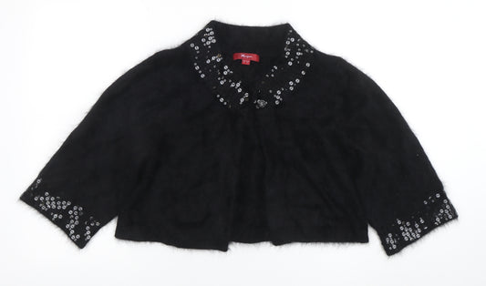 Morgan Women’s Black Sequin Angora 3/4 Sleeve Cardigan UK 16