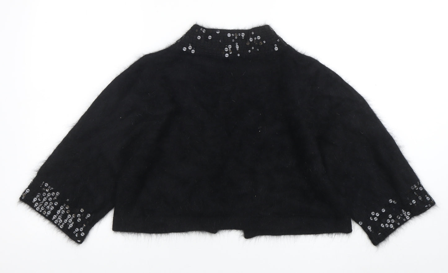 Morgan Women’s Black Sequin Angora 3/4 Sleeve Cardigan UK 16