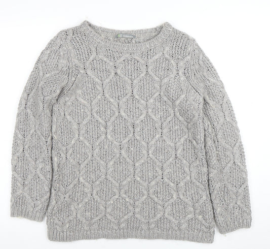 Marks and Spencer Women Grey Cable-Knit Jumper UK 10 Wool Blend