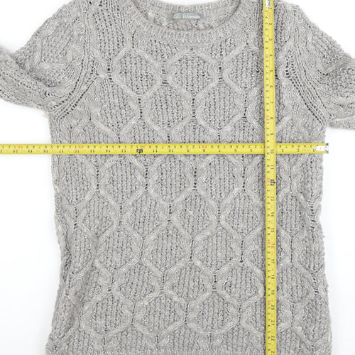 Marks and Spencer Women Grey Cable-Knit Jumper UK 10 Wool Blend