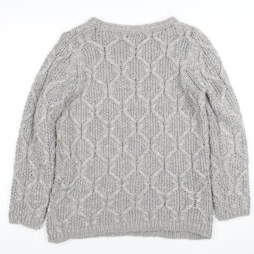 Marks and Spencer Women Grey Cable-Knit Jumper UK 10 Wool Blend