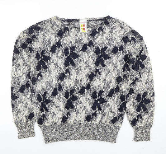 Marks and Spencer Women’s Blue Floral Knit Jumper Size 16-18
