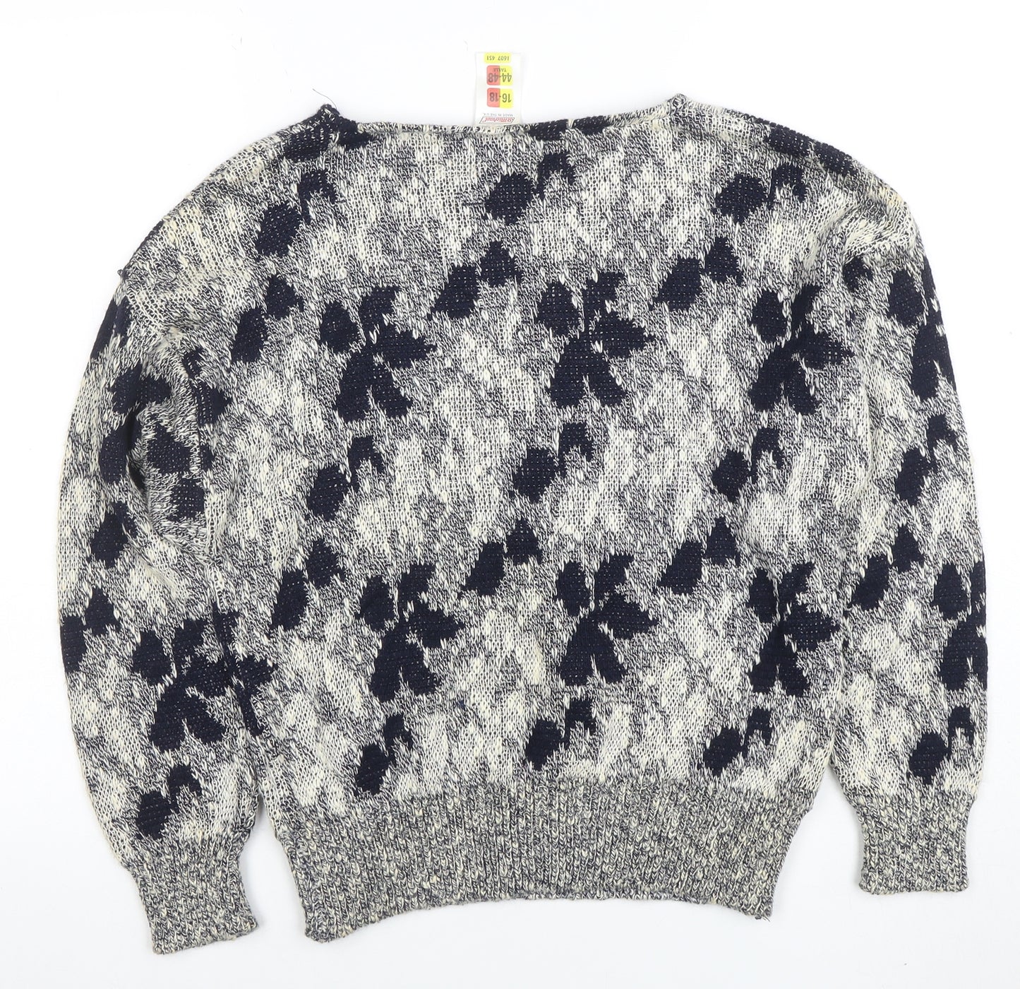 Marks and Spencer Women’s Blue Floral Knit Jumper Size 16-18
