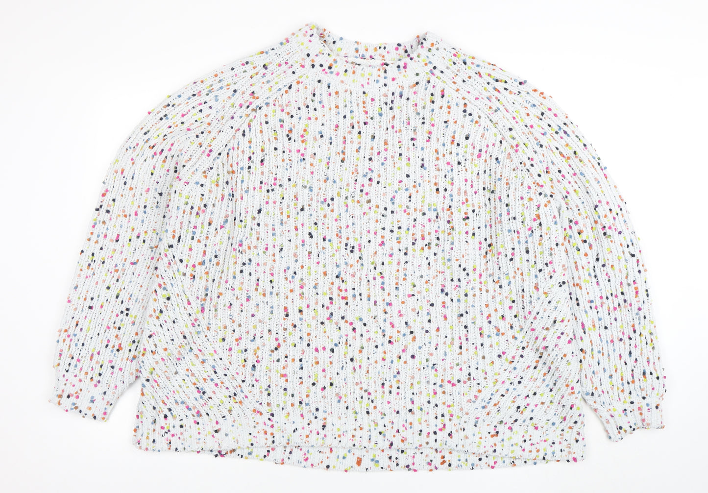 Marks and Spencer Womens White Multi Knit Relaxed Fit Jumper XL