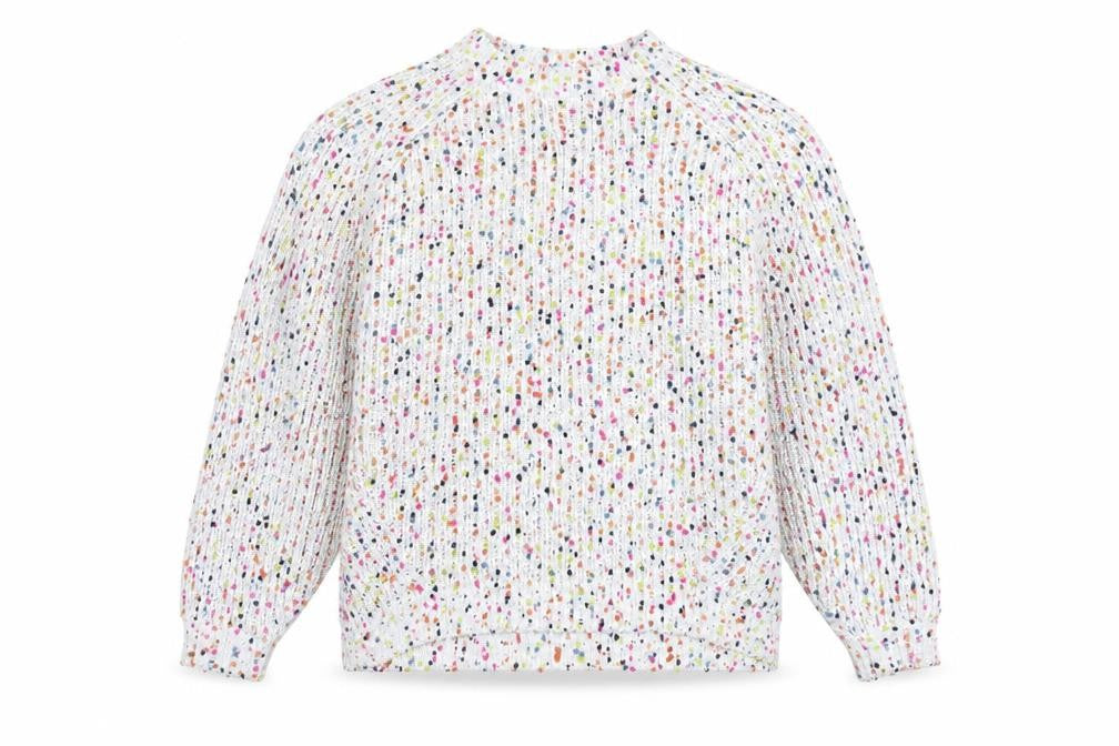 Front view of Marks & Spencer women’s white multi knit relaxed fit jumper xl