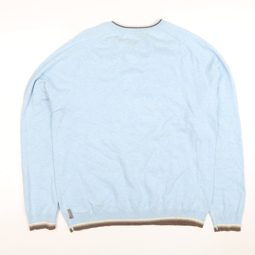 Ted Baker Men's Blue Cotton Crew Neck Jumper Size L