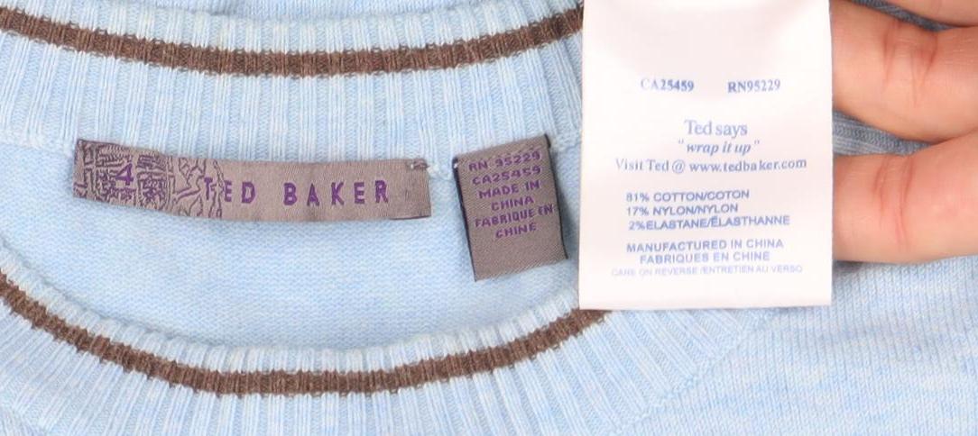 Ted Baker Men's Blue Cotton Crew Neck Jumper Size L
