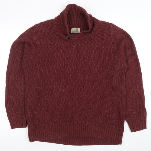 North Coast Men’s Red Roll Neck Chunky Knit Cotton Wool Jumper Size L