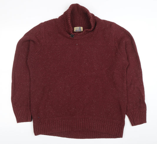 North Coast Men’s Red Roll Neck Chunky Knit Cotton Wool Jumper Size L