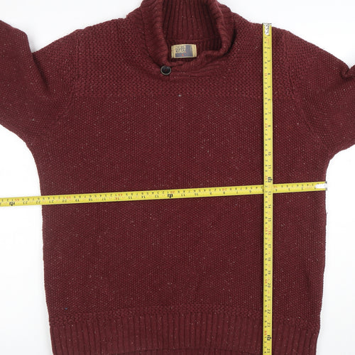 North Coast Men’s Red Roll Neck Chunky Knit Cotton Wool Jumper Size L