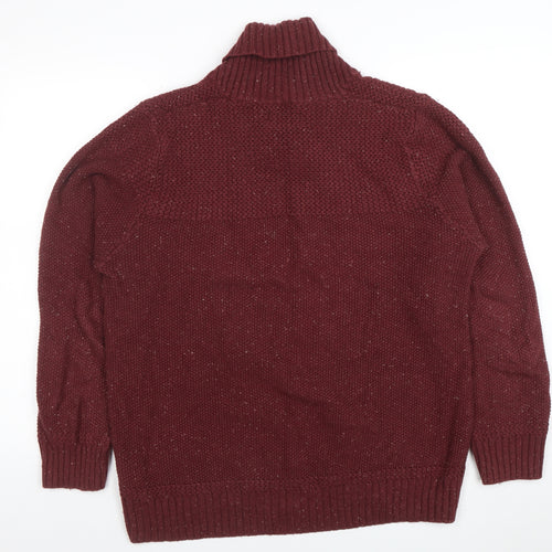 North Coast Men’s Red Roll Neck Chunky Knit Cotton Wool Jumper Size L