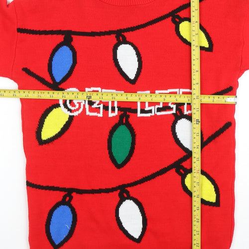 boohoo Men Red Christmas Graphic Knit Jumper Size S
